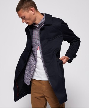 Superdry Edit Single Breasted Mac Férfi Kabát Sötétkék | CQWJG6593